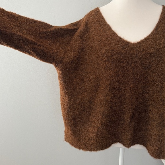 Peruvian Connection Brown V-neck Alpaca Sweater Large - Picture 4 of 13